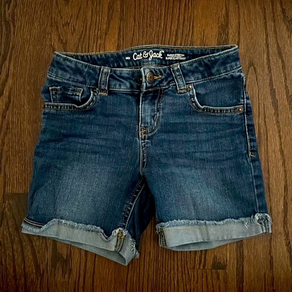 Cat & Jack Girls M 7/8 Midi Super Stretch Jean Shorts